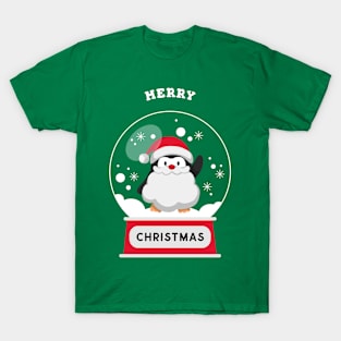 Merry Christmas Penguin Globe T-Shirt